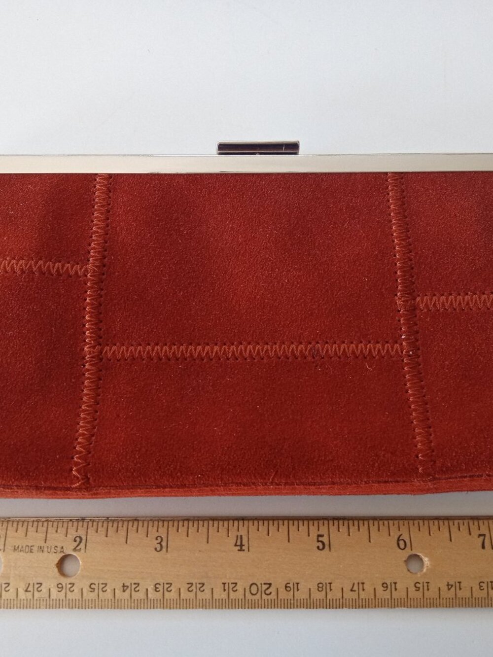 Banana Republic Suede Patchwork Rust Color Clutch Purse Vintage Stye